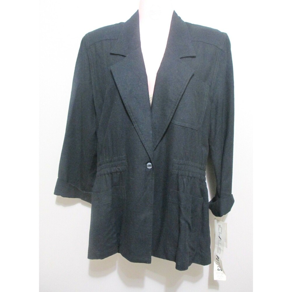 NEW VTG Chaus Petites 100% Silk Black Blazer Womens 8P ($68)